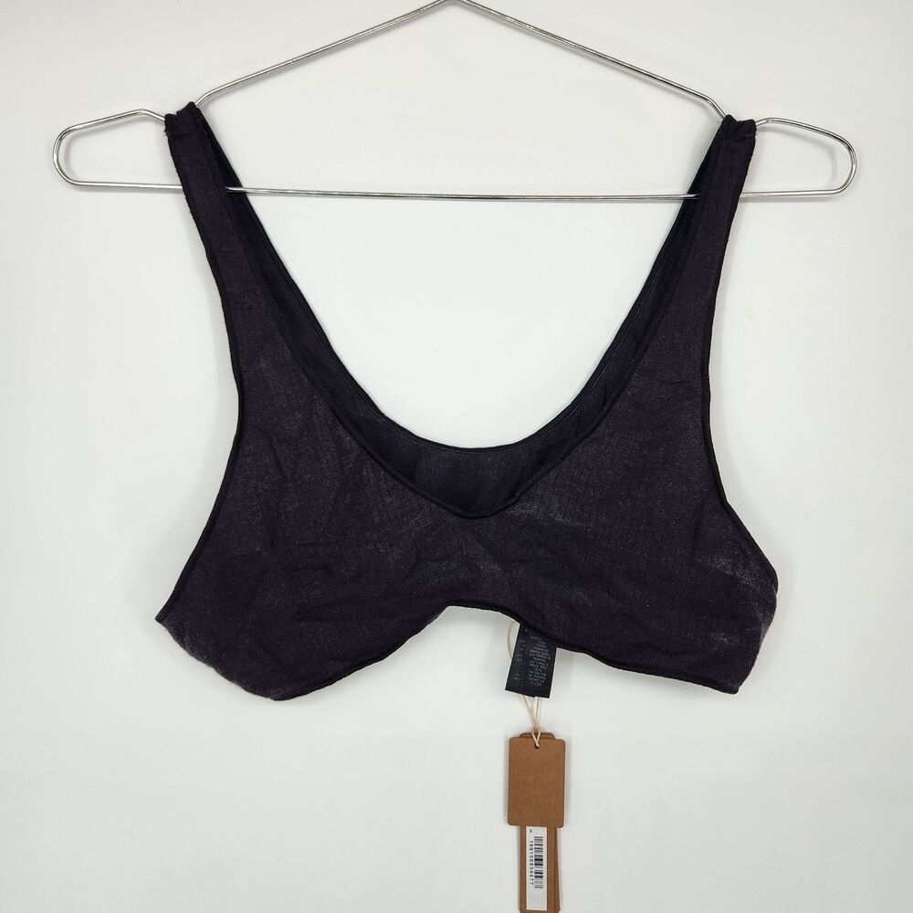 SKIMS L/XL Obsidian Black Wool Rib Bralette NWT
